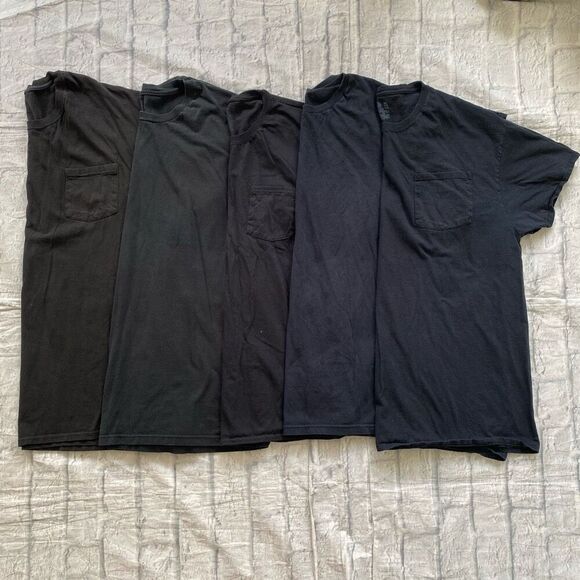 Hanes men 2XL 5 bundle black short sleeve Crewneck t-shirts - Picture 1 of 8